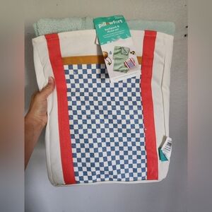 Pillowfort Checkered Throw And Backpack  - Red and Blue